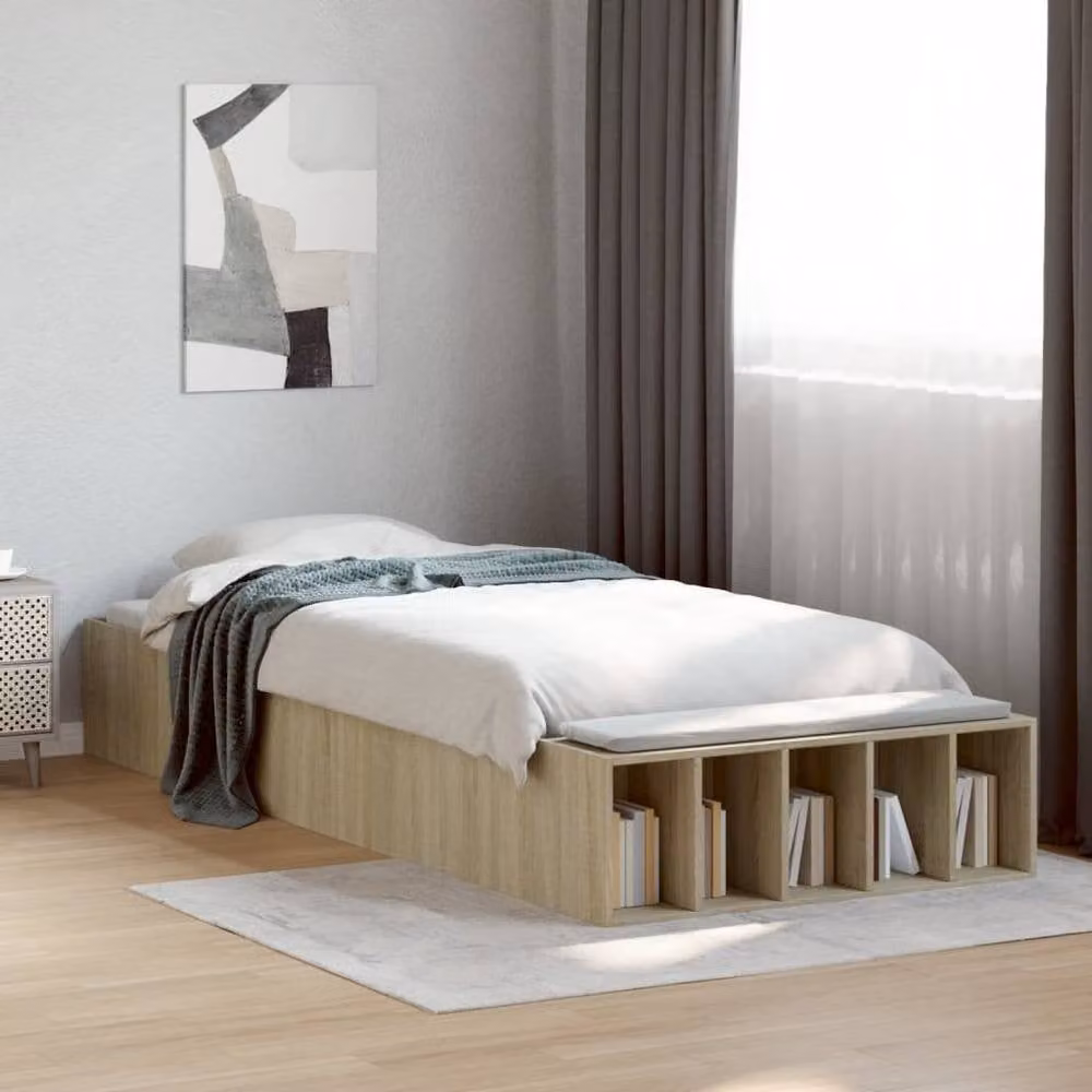 Berkfield Home Sonoma Oak Bed Frame in Brown, W/D/H: 100 x 200 cm – 2
