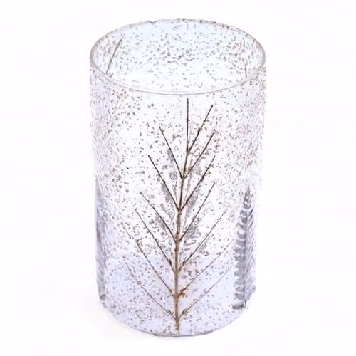 Serenityy Pino Tall Glass Floral Vase and Pillar Candle Holder, Green and Transparent, H 19 cm x W 11 cm x D 11 cm – 1