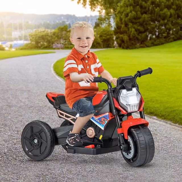 Costway Red Electric Kids Ride-on Motorcycle with Light and Sound Effects