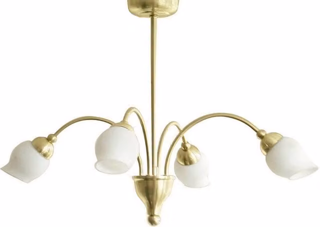 Netlighting Rimini 4 Light G9 Pendant Lamp in Gold and White with Glass and Brass Details