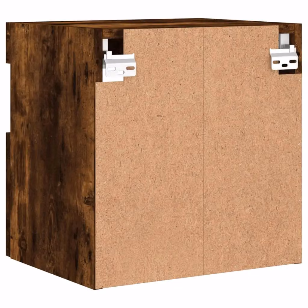 Berkfield Home Modern Wall Mounted TV Cabinet with Integrated LED Lights in Smoked Oak Brown, W/D/H: 40 x 30 x 40 cm – 8
