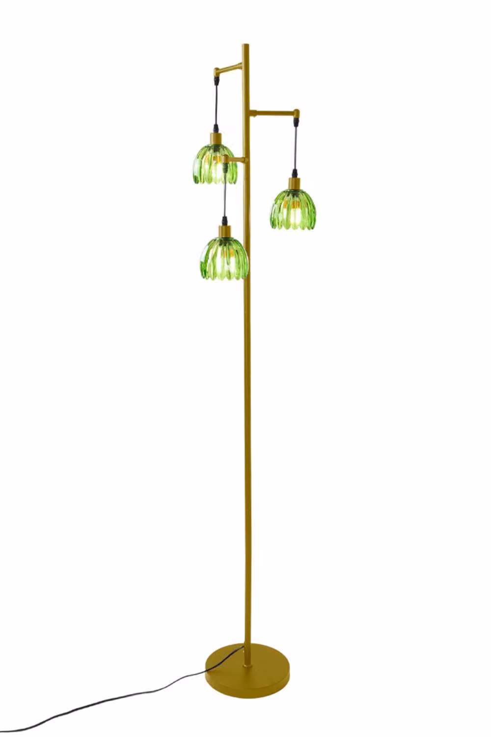 Living and Home 3-Light Industrial Floor Lamp with Foot Switch in Gold and Green – 2
