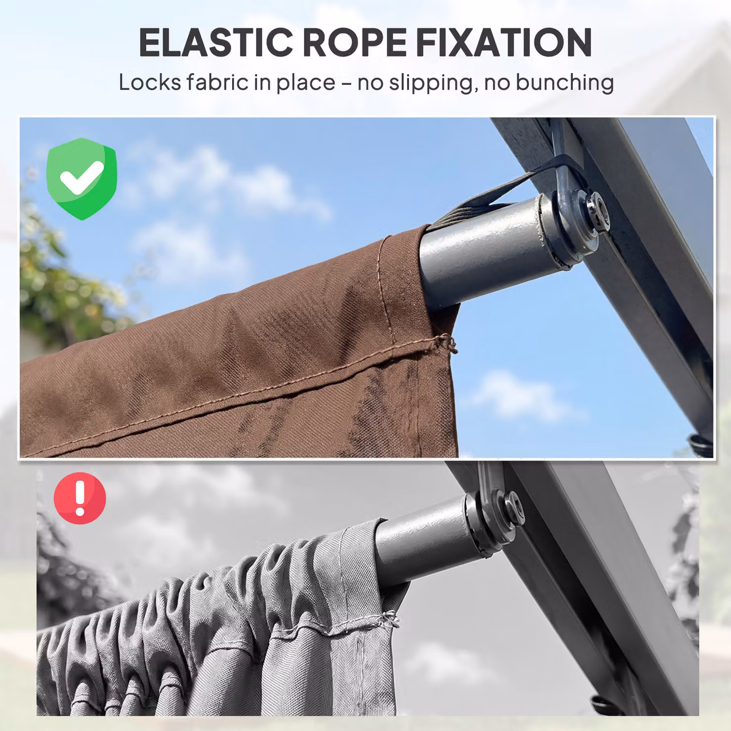 Outsunny Brown Retractable Pergola Replacement Canopy Fabric for 4 x 3 m Frame, 3.5 x 2.6 m – 7
