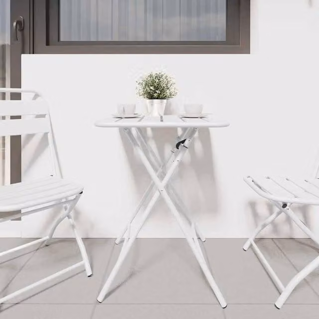 Berkfield Home White Foldable Steel Garden Table, W/D/H: 55 x 55 x 73 cm – 1