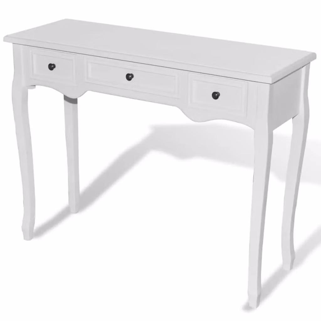Berkfield Home Classic Lacquered White Dressing Console Table with Three Drawers – 2