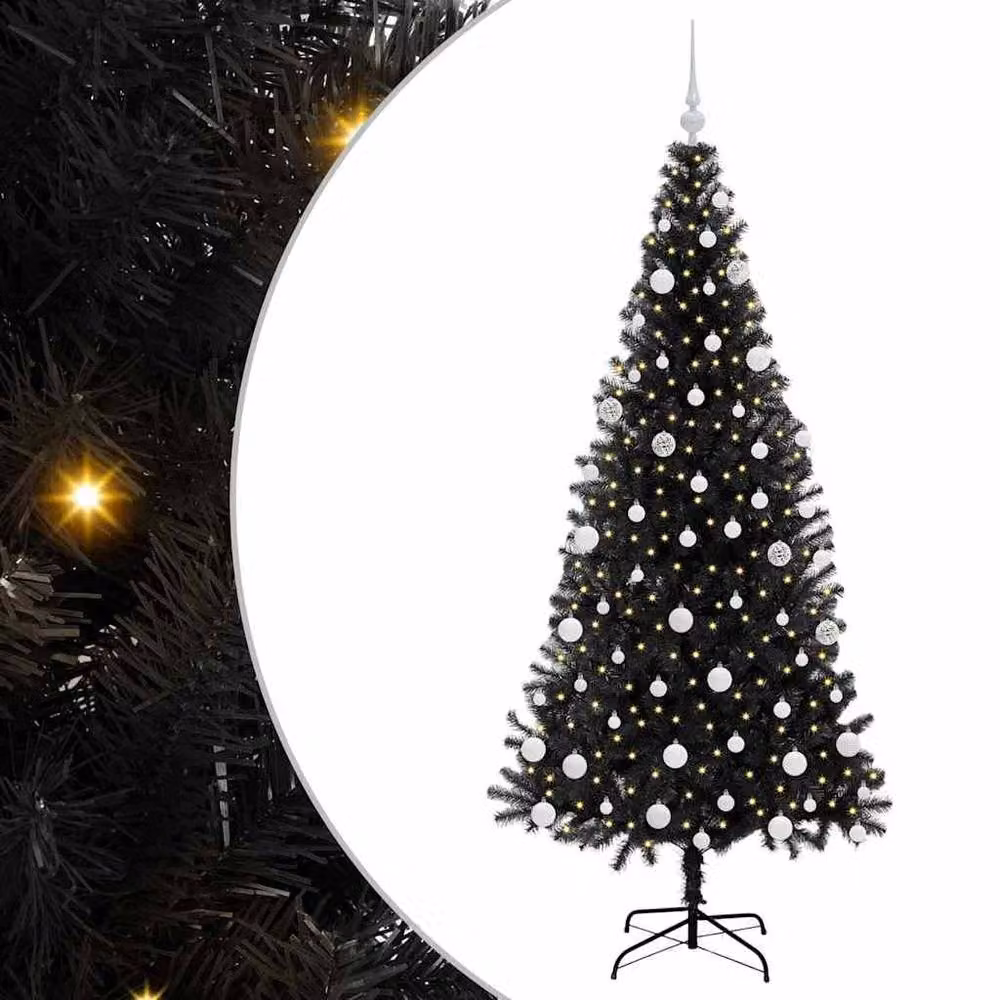 Berkfield Home Lush Christmas Tree with 300 LEDs and Stand, Black, Height: 180 cm – 3