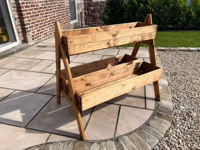 Charles Taylor Trading Country Kitchen Extra Large Double Herb Garden Planter in Brown with Galvanised Steel Tubs – 1