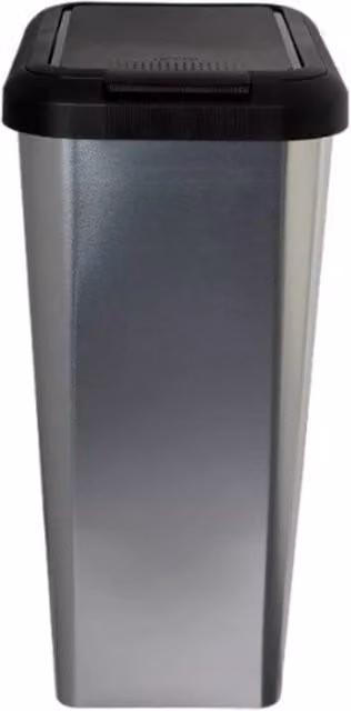 FLAVORA Silver Touch and Lift Rectangular Kitchen Bin with Fingerprint Proof Finish