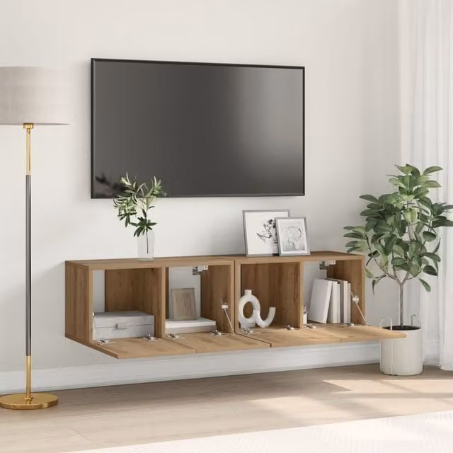 Berkfield Home Artisan Oak MDF Modern Rectangular TV Cabinet in Brown