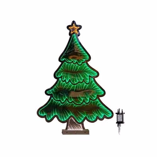 Samuel ALEXANDER 60cm Modern Tabletop Infinity Standing Christmas Tree in Green and Gold with Metal Base – 2