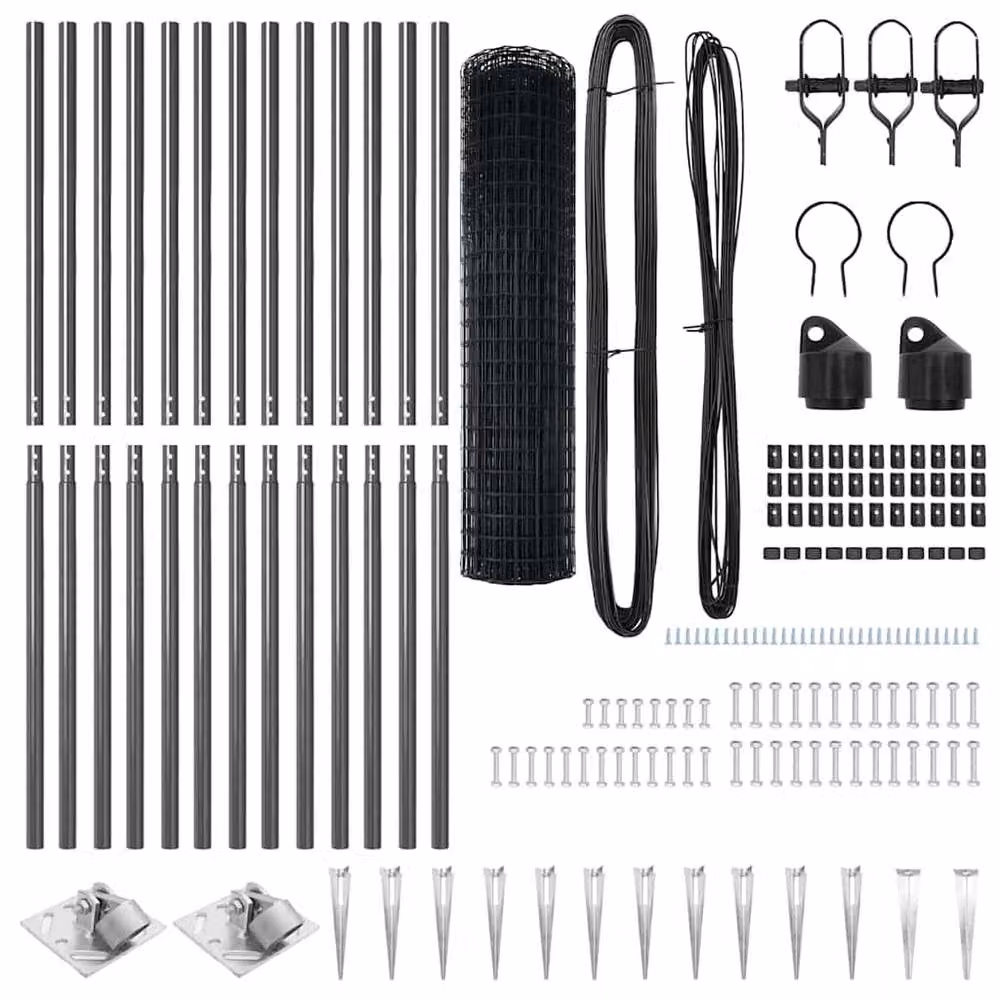 Berkfield Home Euro Fence with 13 Spike Posts, Galvanised Steel, Dark Grey, W: 25 m, H: 1.2 m – 5