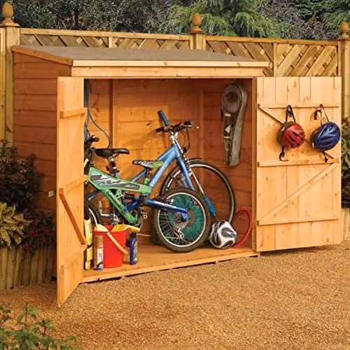 Rowlinsons Lockable Wooden Garden Wallstore in Brown, W/D/H: 182.5 x 82.5 x 164.1 cm – 1