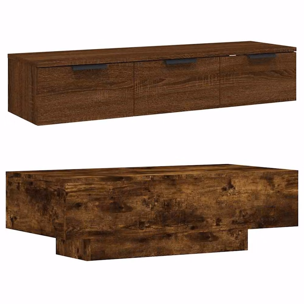 Berkfield Home Modern Rectangular Coffee Table in Smoked Oak Brown, W/D/H: 100 x 49.5 x 31 cm – 3