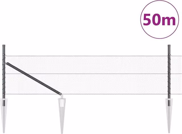 Berkfield Home Grey Powder-Coated Steel Hexagon Fence, 0.5 x 50 m – 1