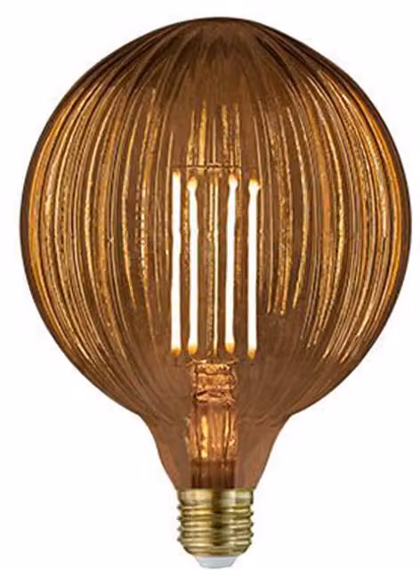 TIMELED 4W COB Antik Globe LED Filament Lamp, E27, Clear/Gold/Brass