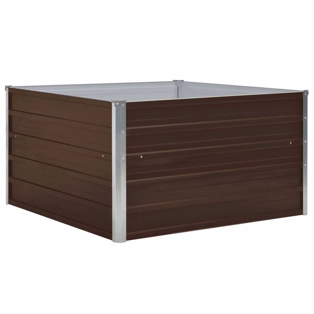 Berkfield Home Raised Garden Bed in Brown Galvanised Steel, W/D/H: 100 x 100 x 45 cm – 3
