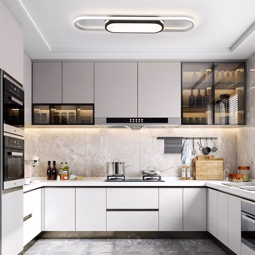 Garwarm Modern LED Linear Flush Mount Ceiling Light, 45W, White – 4