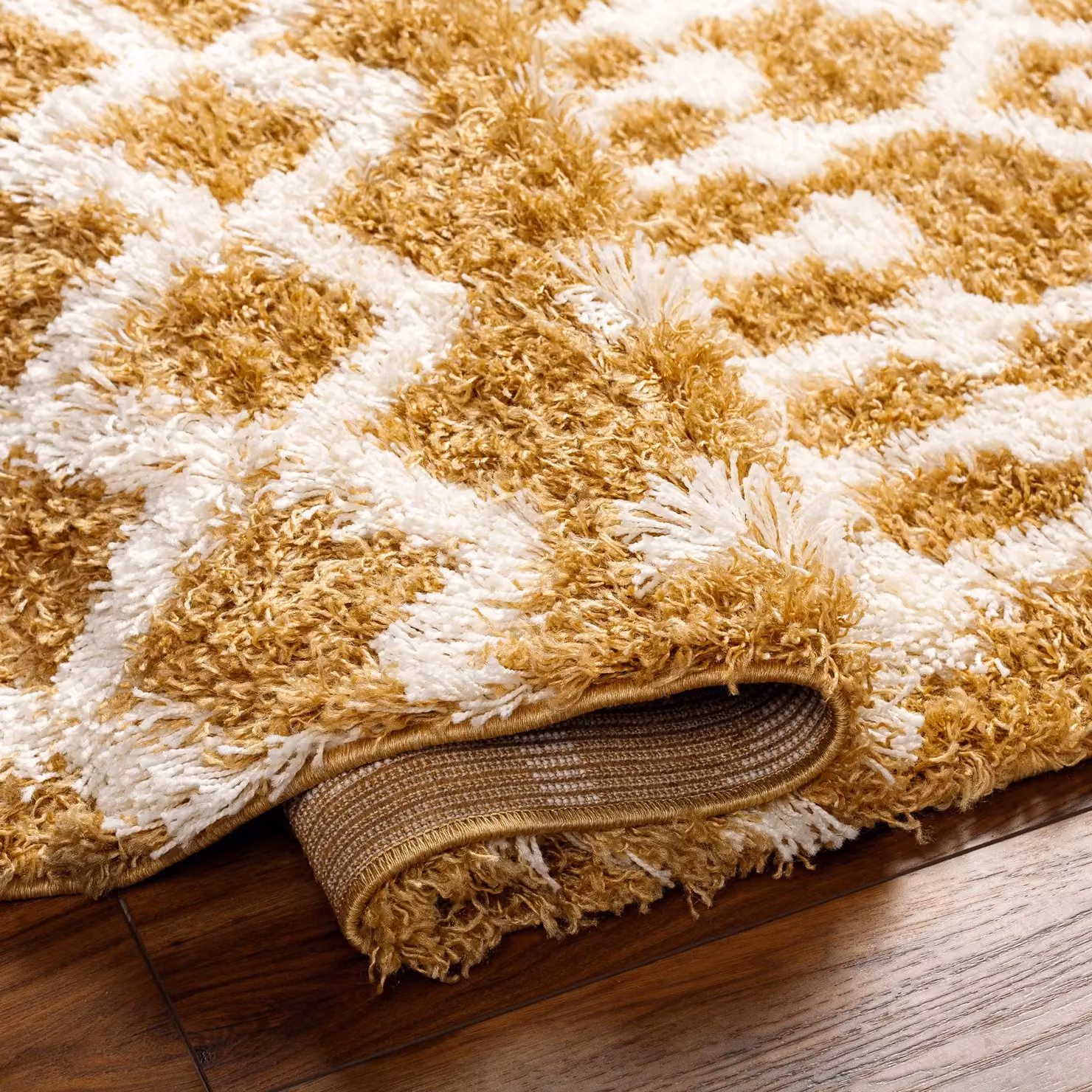 Livabliss Urban Geometric Shag Rug in Camel, W: 200 cm, D: 290 cm – 2
