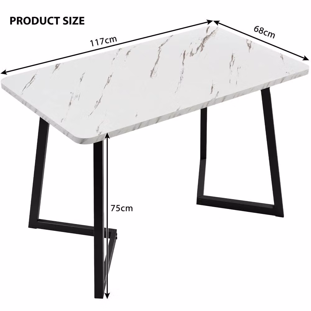 Merax Black and White Marble Effect Rectangular Dining Table with Metal Legs W/D/H: 117 x 68 x 75 cm – 3