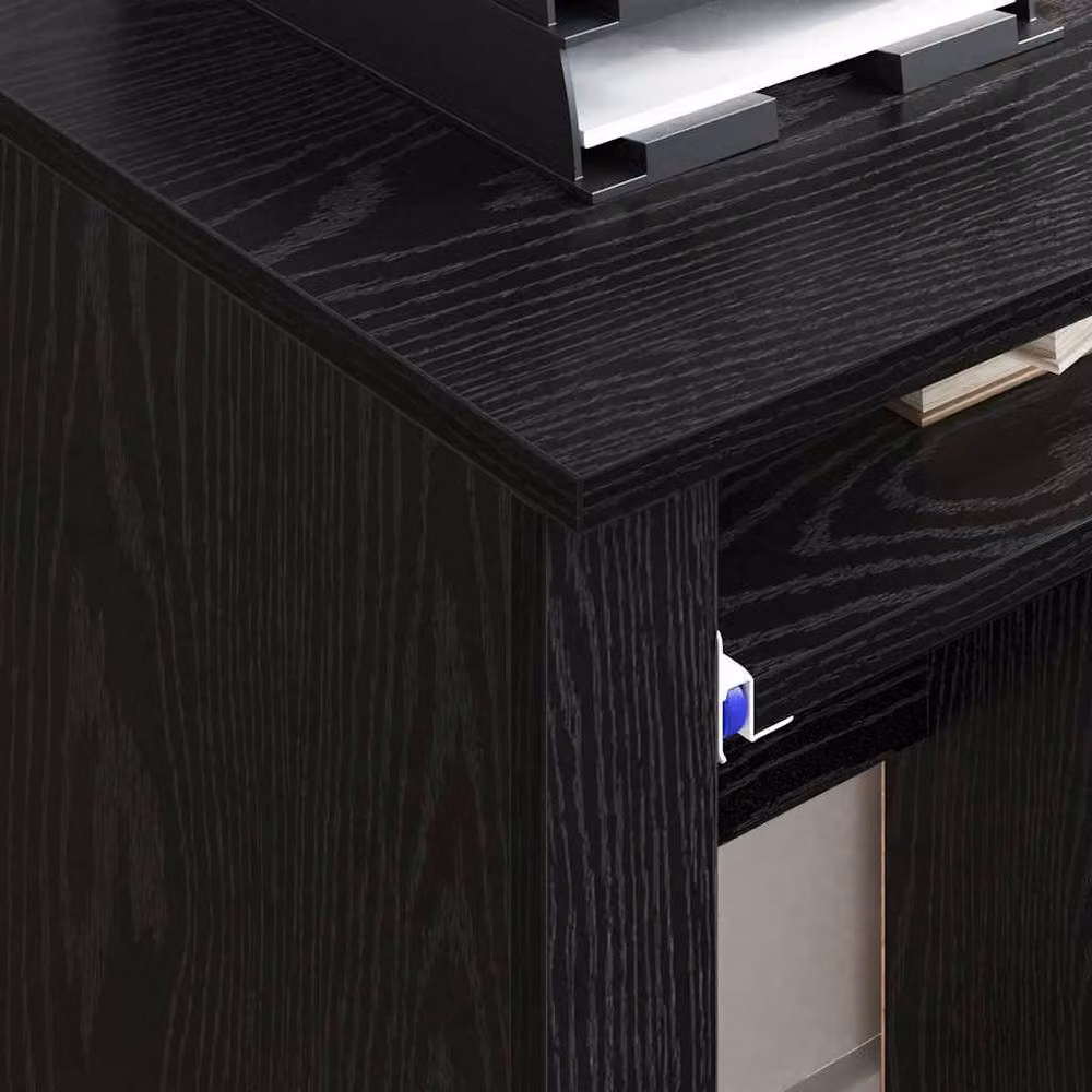 Berkfield Home Black Oak Computer Desk in Black Oak and Metal – 3