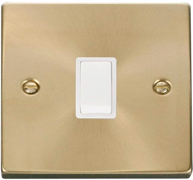 SE HOME Satin Brushed Brass 1 Gang 20A DP Surface Switch with White Plate