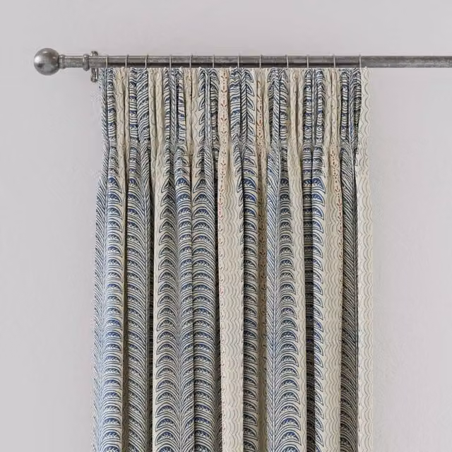 Land & Shore Fintra Striped Cotton Lined Curtains, Blue and Red, W: 167.64 cm, H: 182.88 cm