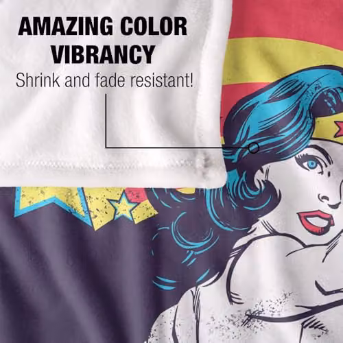 LOGOVISION Wonder Woman Good Vibes Super Soft Silky Touch Fleece Throw Blanket, Multicolour, W: 152.4 cm x L: 127.0 cm – 3
