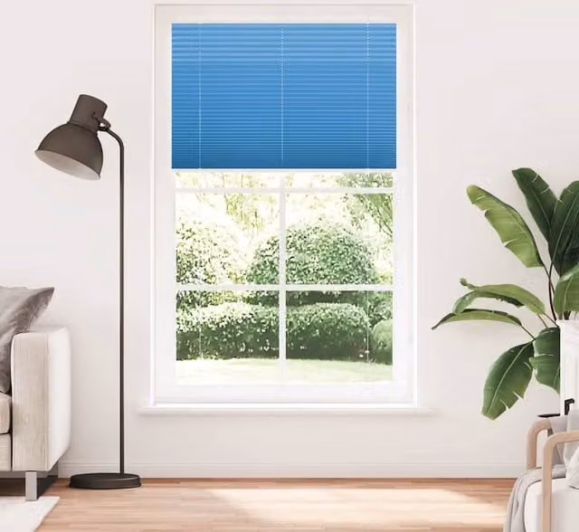 Berkfield Home Blue Single Pleat Polyester Cord Blind, W: 115 cm, H: 200 cm – 1