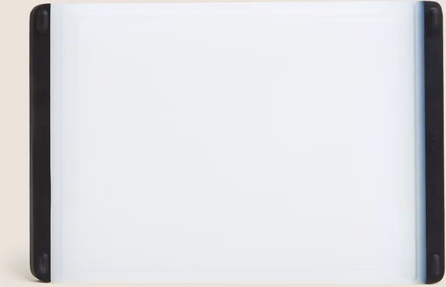Oxo Good Grips Small Rectangular Plastic Prep Cutting Board in Multicolour and White with Non-Slip Feet and Juice Groove