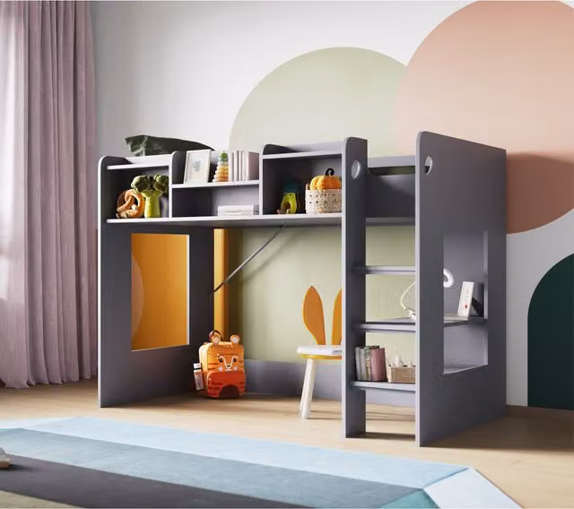 Flair Furnishings Wizard Mid High Sleeper Bed in Grey, Single