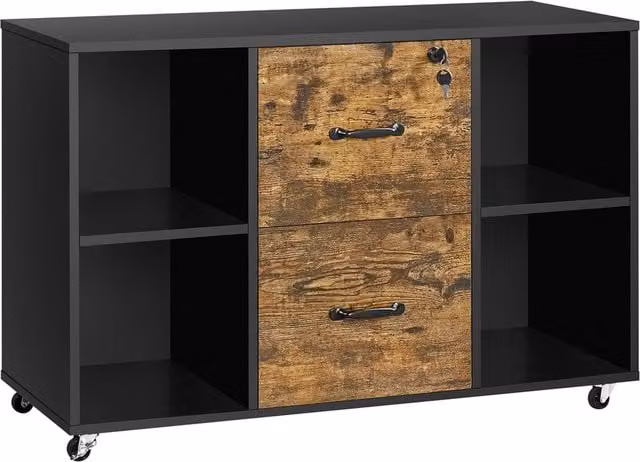 Yaheetech Large Black Industrial File Cabinet with 4 Open Storage Shelves