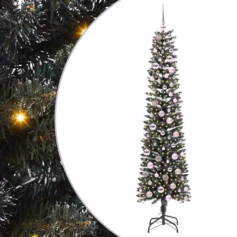 Berkfield Home Artificial Christmas Tree with 300 LEDs, Green, W/D/H: 58 x 58 x 210 cm