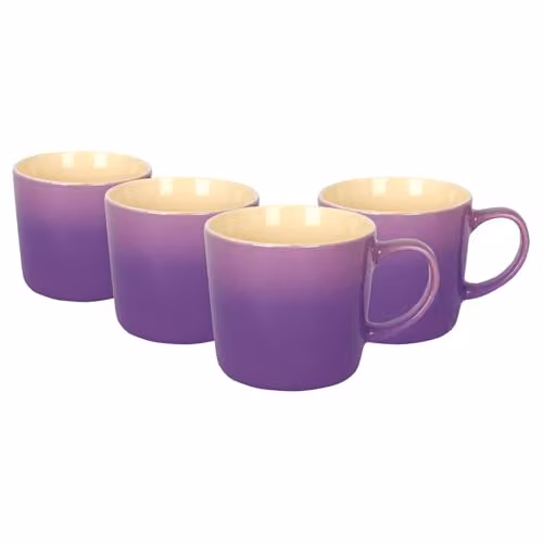 Argon Tableware Purple Ombre Coffee Mugs, Set of 4, 330ml New Bone China Ceramic Mugs – 1