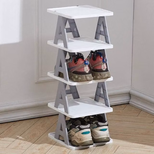 EONLION 5 Tier Small Stackable Shoe Rack in Grey, W/D/H: 24 x 26 x 66.5 cm – 1