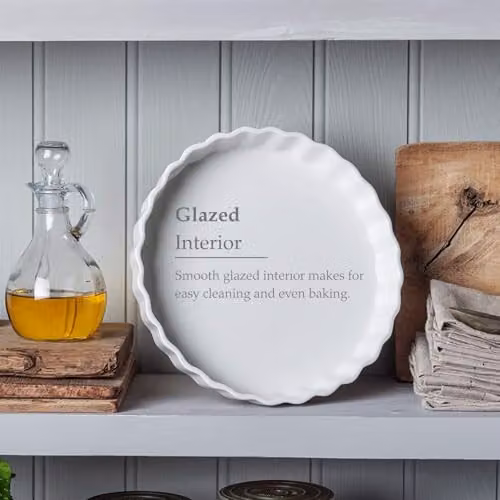 WM Bartleet & Sons White Porcelain Round Pie Dish, Diameter: 24 cm – 5