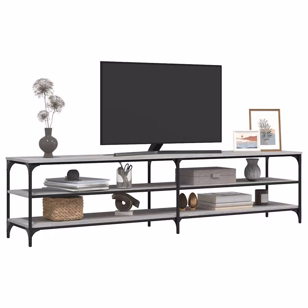 Berkfield Home Grey Sonoma TV Cabinet in Engineered Wood and Metal, W/D/H: 200 x 30 x 50 cm – 3