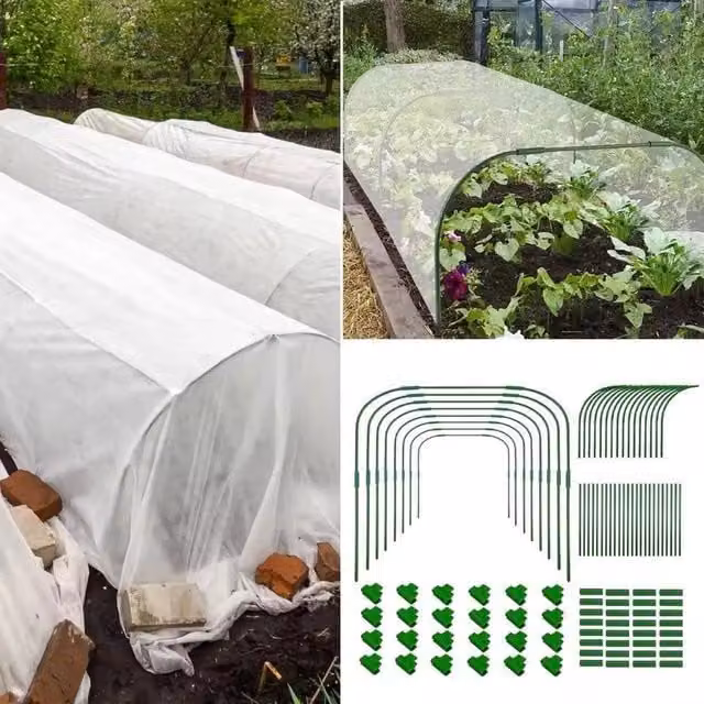 NESTLUNE 96-Piece DIY Garden Grow Tunnel Kit Greenhouse Support Hoops in Green, H: 100 cm, W: 15 cm