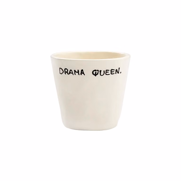 Anna + Nina Drama Queen Espresso Cup, White Ceramic