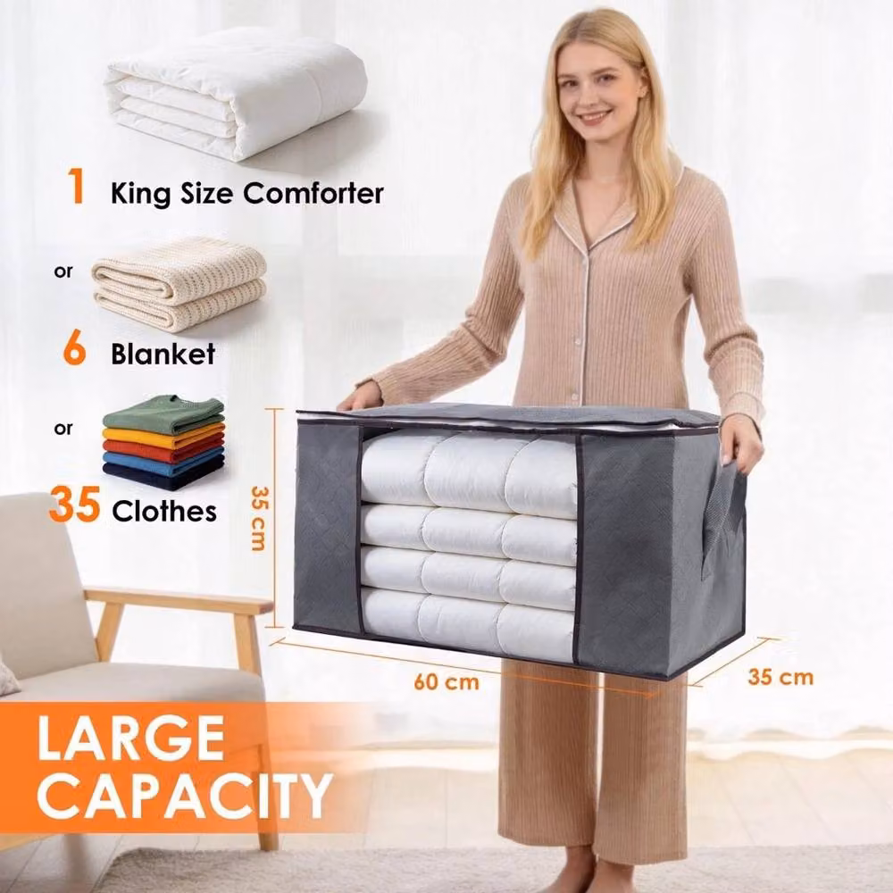 VOGREX 3 Pack 90L Large Capacity Clothes Storage Bags in Grey – 2
