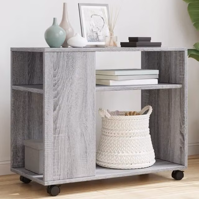 Berkfield Home Grey Sonoma Side Table with Castors, W/D/H: 70 x 35 x 60 cm