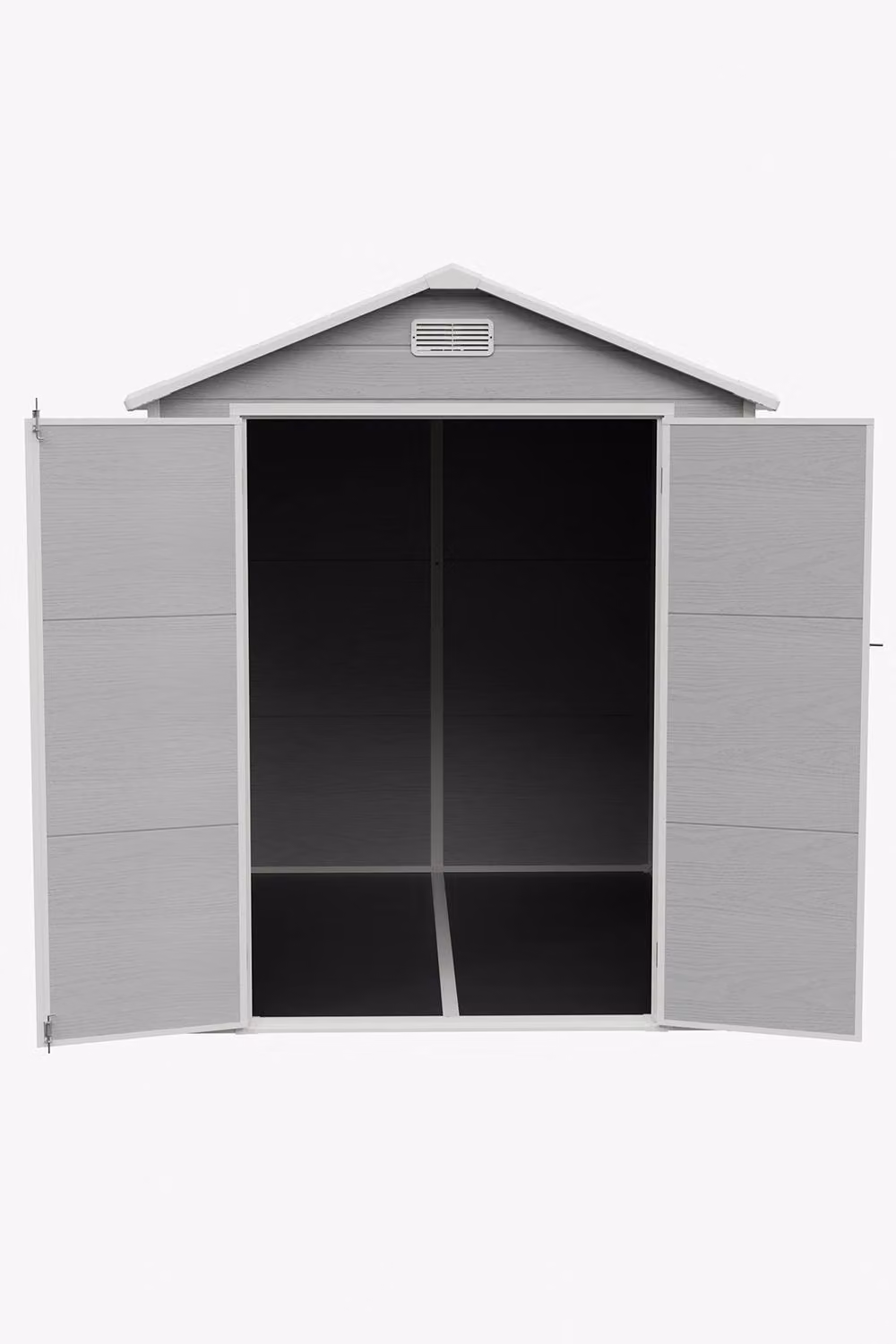 Living and Home Grey Plastic and Aluminium Outdoor Garden Storage Shed with Double Doors and Gable Roof, W: 182.88 cm, D: 244.5 cm, H: 218.0 cm – 6