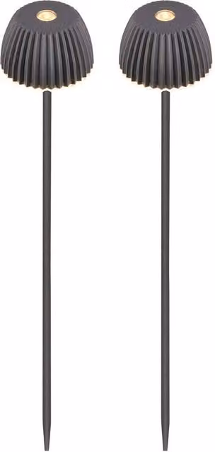 Briloner Set of 2 Rechargeable LED Garden Spike Lights in Anthracite Grey, Dimmable and Height Adjustable, Warm White