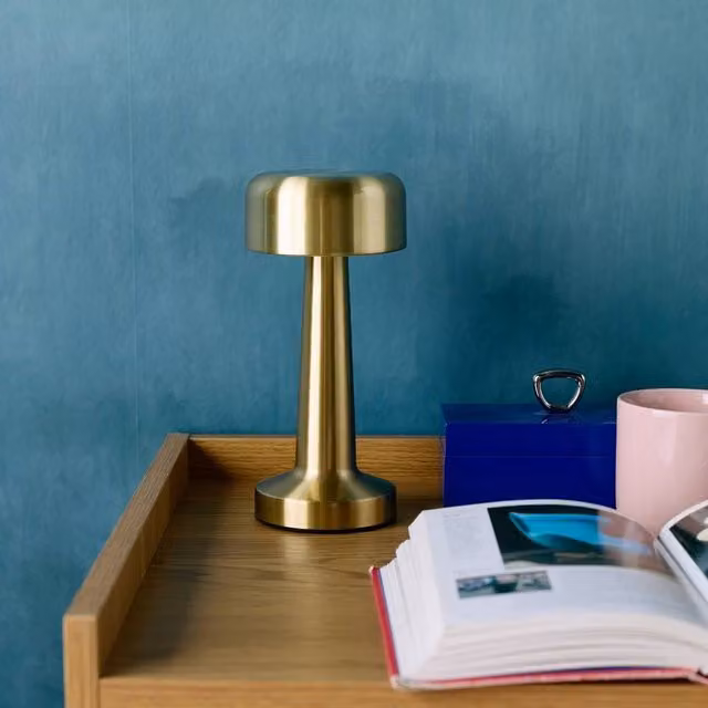 Sweekeek Dimmable LED Indoor Table Lamp in Gold Metal, Diameter: 9 cm