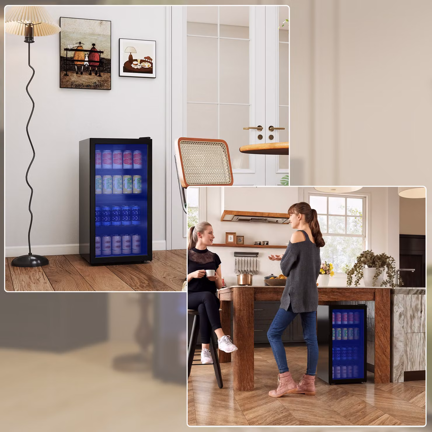 HOMCOM 93L Freestanding Drinks Fridge with Glass Door and LED Light, Black – 8