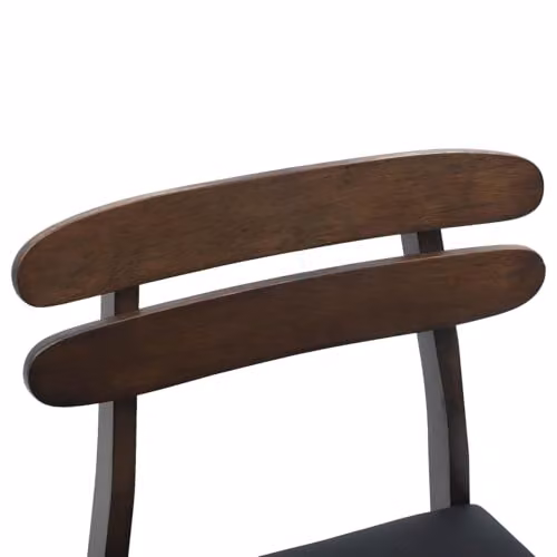 vidaXL Set of 2 Dining Chairs in Black and Light Brown Solid Rubberwood with Synthetic Leather – 7