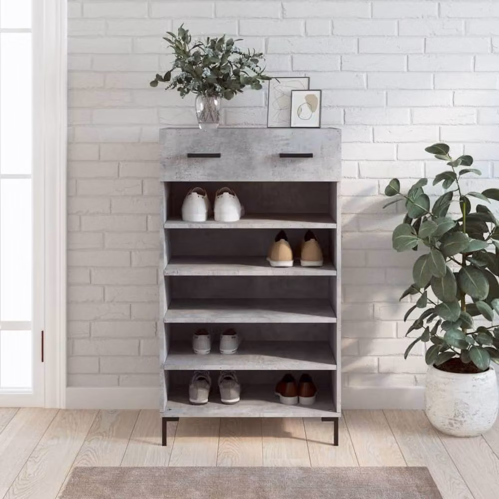 Berkfield Home Industrial Shoe Cabinet in Concrete Grey, W/D/H: 60 x 35 x 105 cm – 2