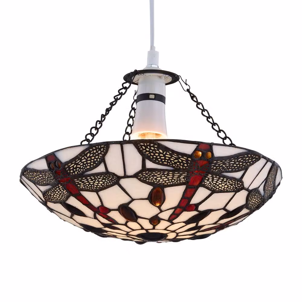 First Choice Lighting Basil Set of 2 Tiffany Style Multicolour Glass Round Uplight Pendant Shades – 2