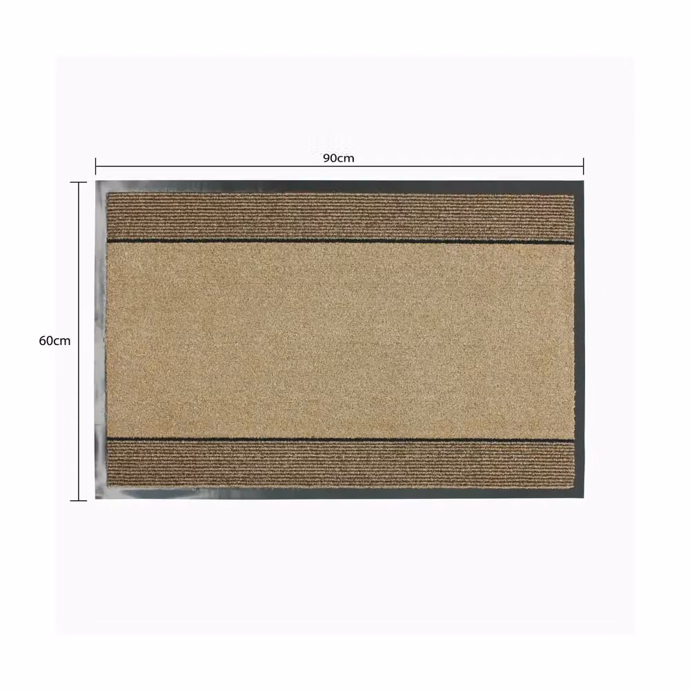 JVL Miracle Striped Barrier Doormat, Beige, Anthracite and Brown, W: 60 cm, D: 90 cm – 3