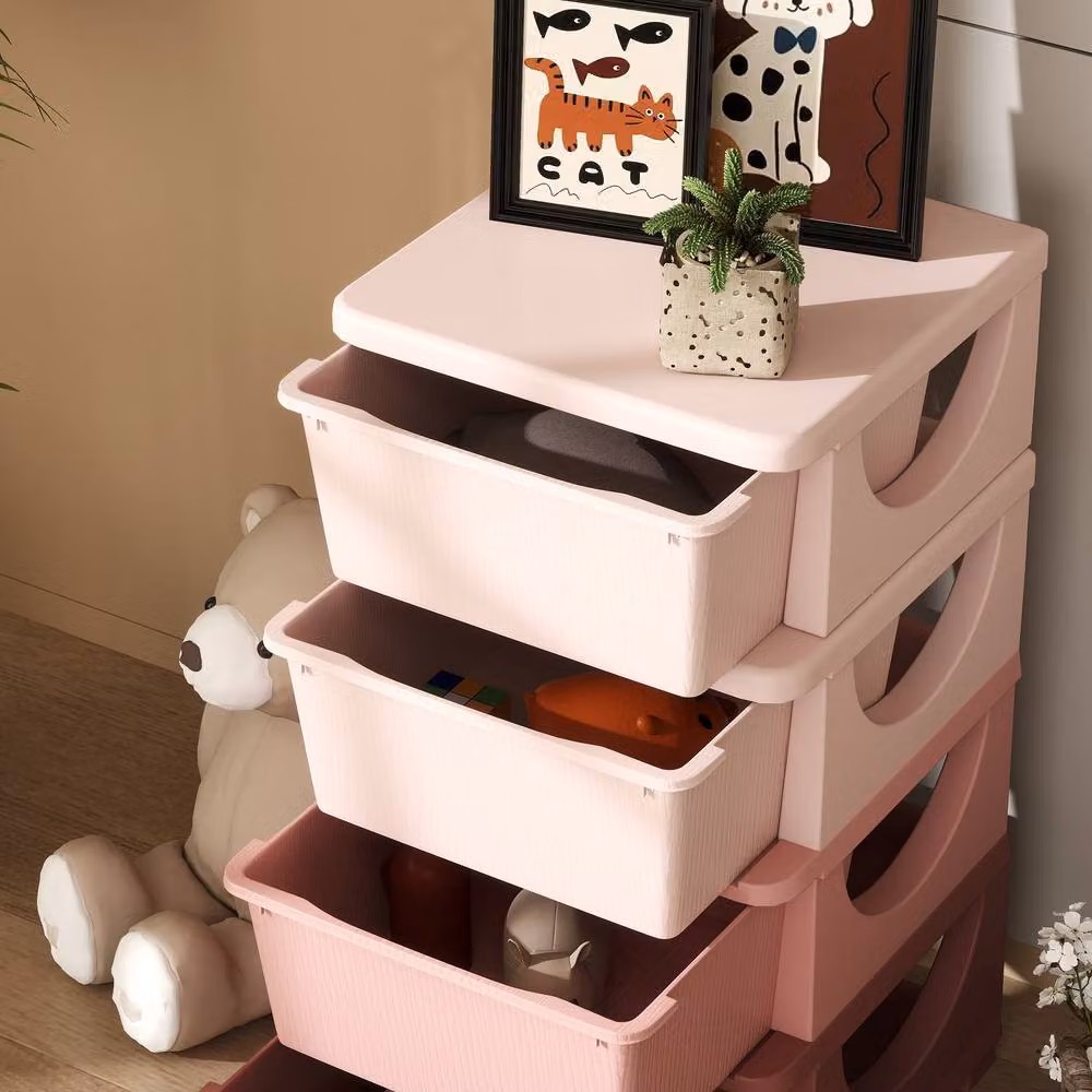 STILVORA Kids Storage Unit with 4 Drawers in Pink – 5