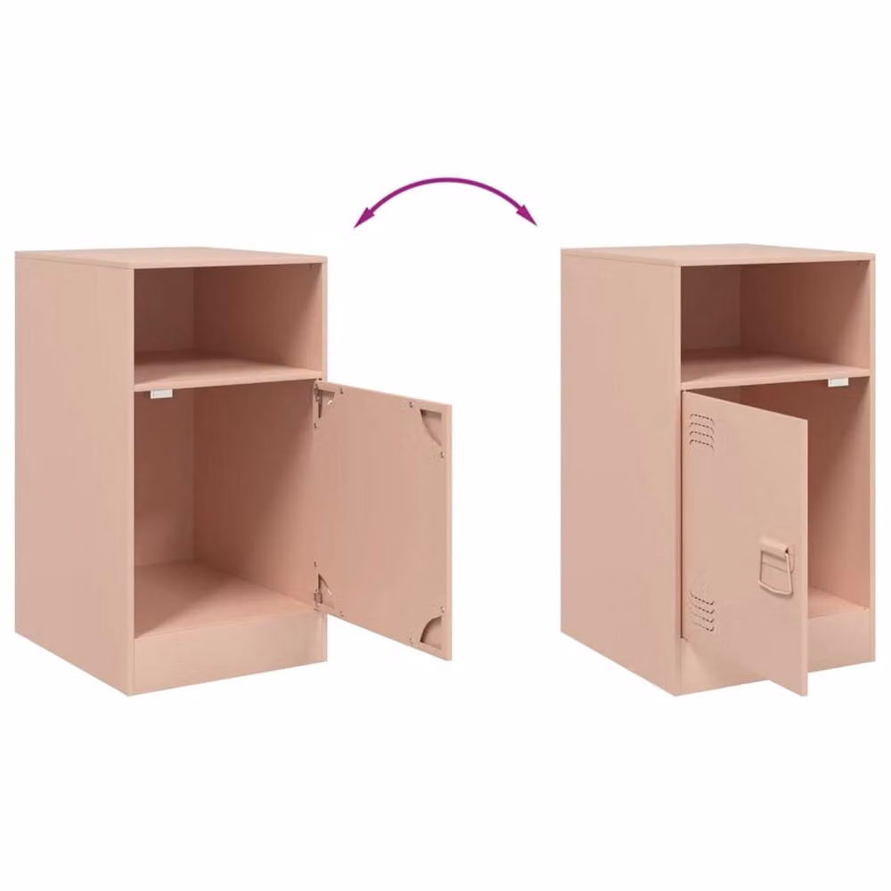 Berkfield Home Set of 2 Pink Metal Bedside Cabinets, W/D/H: 34.5 x 39 x 62 cm – 3